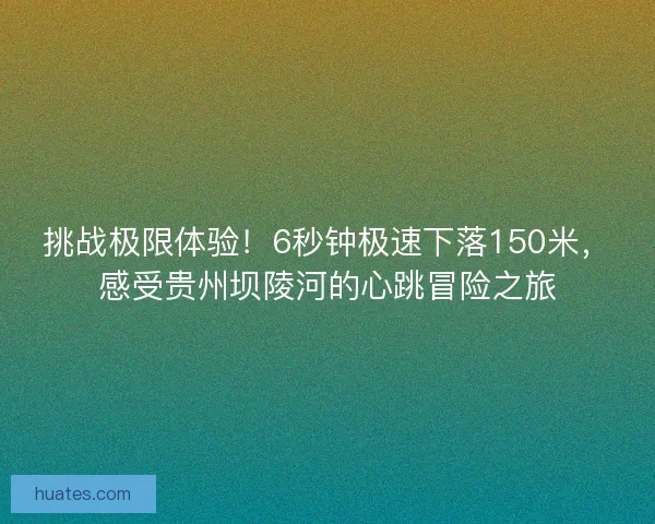 挑战极限体验！6秒钟极速下落150米，感受贵州坝陵河的心跳冒险之旅