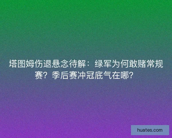 塔图姆伤退悬念待解：绿军为何敢赌常规赛？季后赛冲冠底气在哪？